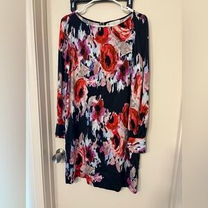 Kate Spade Red and Black Floral Long Sleeve Dress size 6